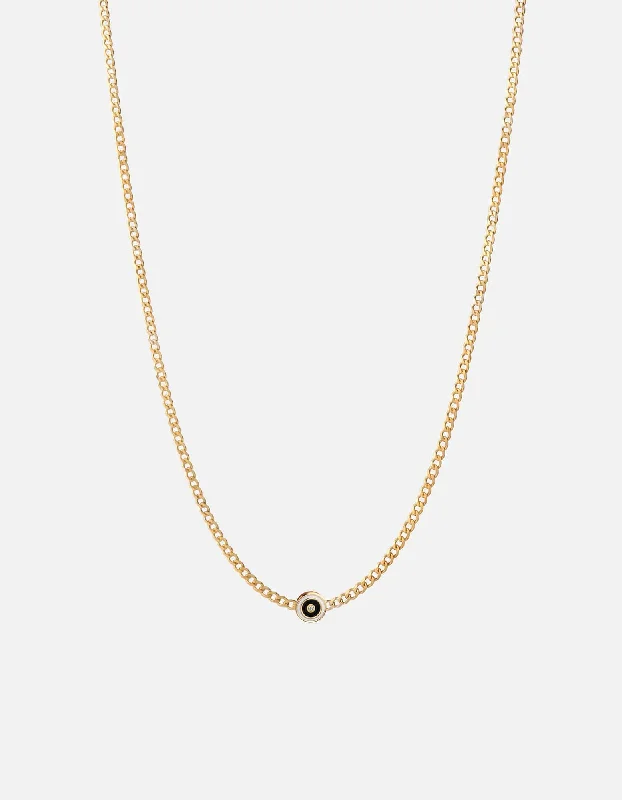 Women’s minimalist pendant necklace-Opus Sapphire Type Chain Necklace, Gold Vermeil/Black