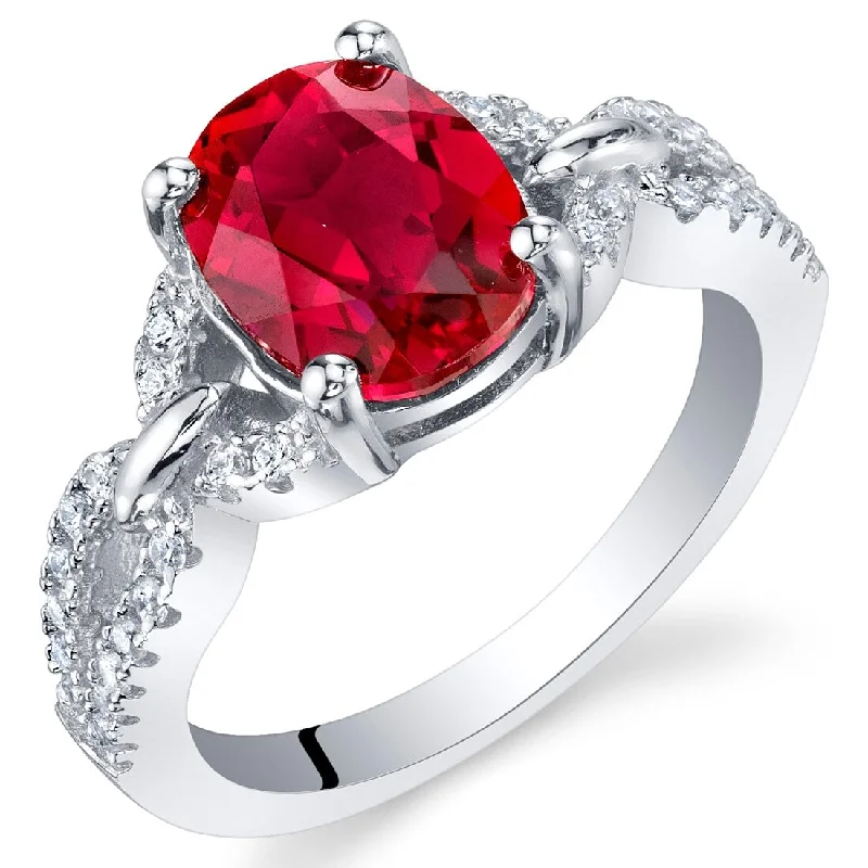 Women’s diamond eternity ring-Sterling Silver 2.5 ct Created Ruby Birthstone Ring