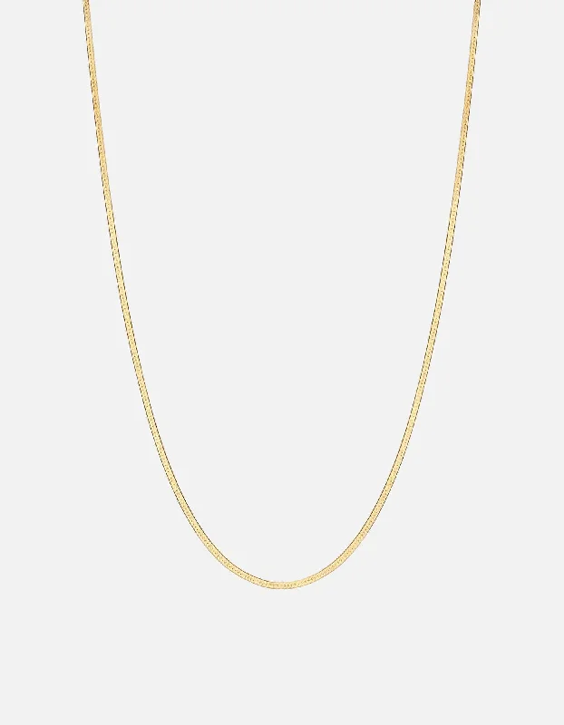 Women’s heart-shaped necklace-1.7mm Herringbone Necklace, Gold Vermeil