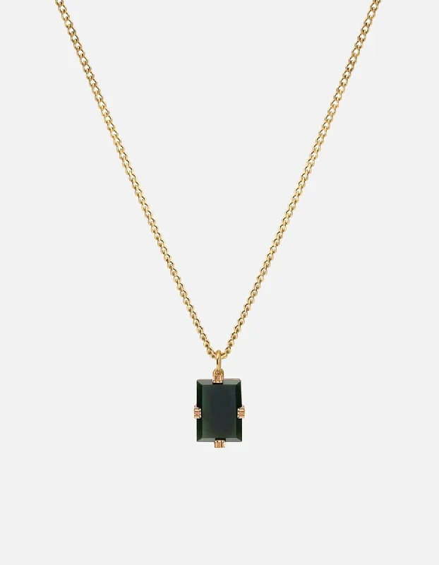 Women’s crystal chain necklace-Lennox Green Agate Necklace, Gold Vermeil