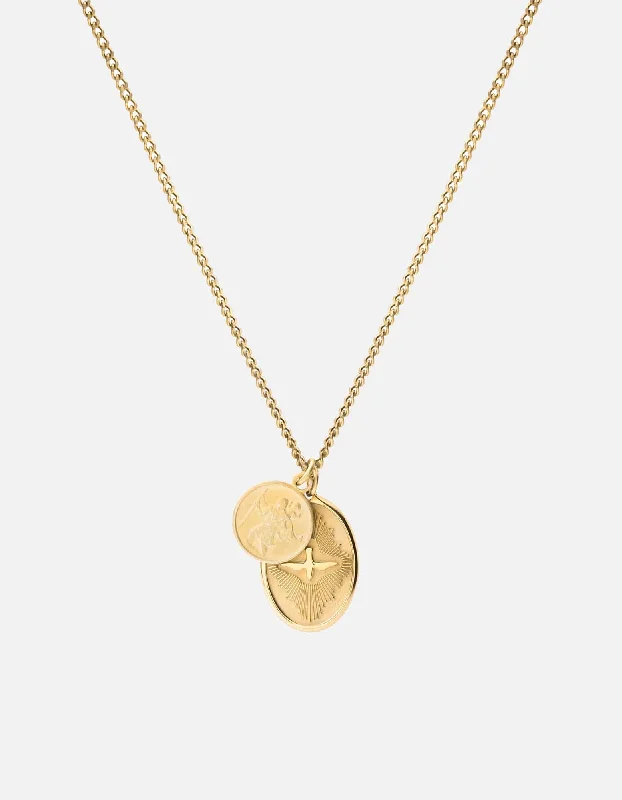 Women’s crystal-studded necklace-Mini Dove Necklace, Gold