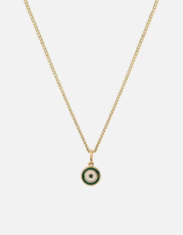 Women’s radiant necklace-Ojos Necklace, Gold Vermeil/Green