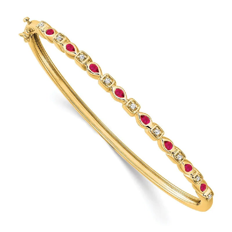 Women’s gemstone bracelet-14k Ruby and Diamond Bangle-WBC-BM7222-RU-011-YA