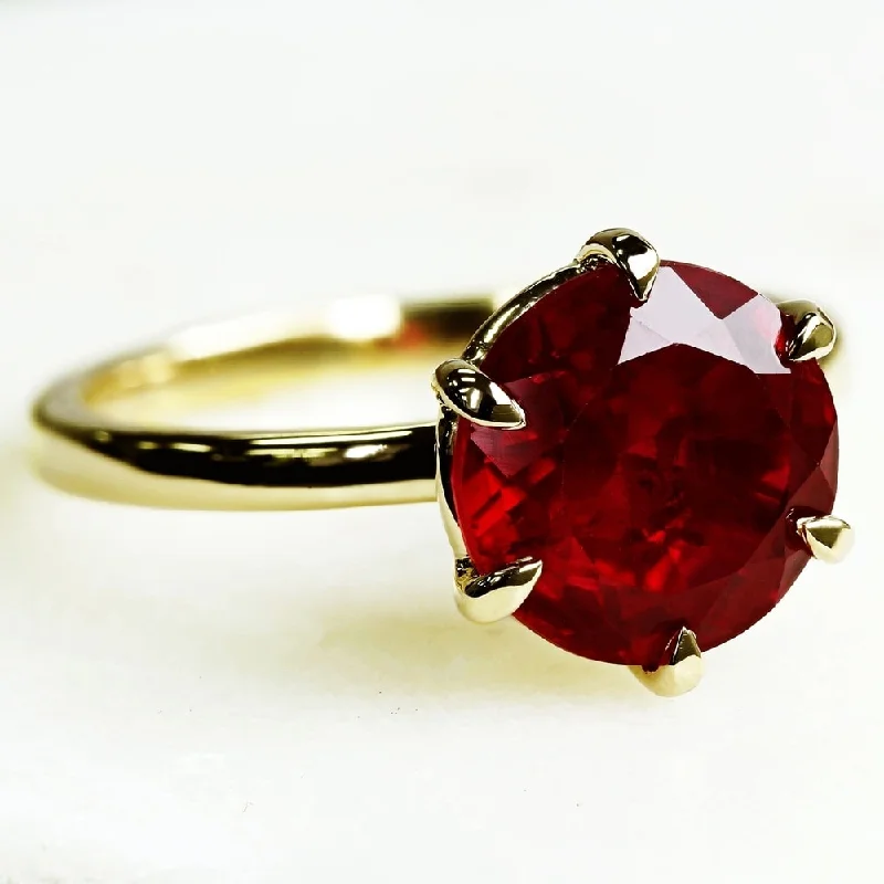 Women’s simple diamond ring-Annello by Kobelli 14k Gold Created Red Ruby 6-Prong Solitaire Ring