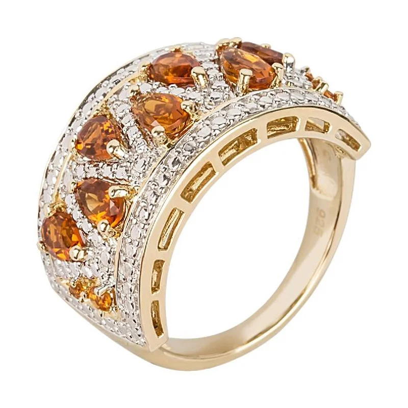 Women’s anniversary band ring-925 Sterling Silver Madeira Citrine Ring