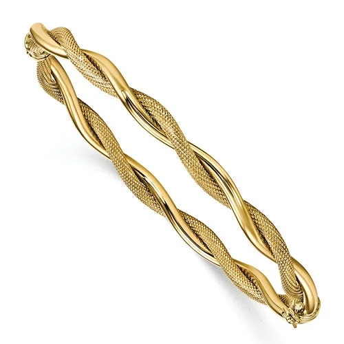 Women’s personalized bracelet-Leslies 14k Polished And Textured Twist Bangle