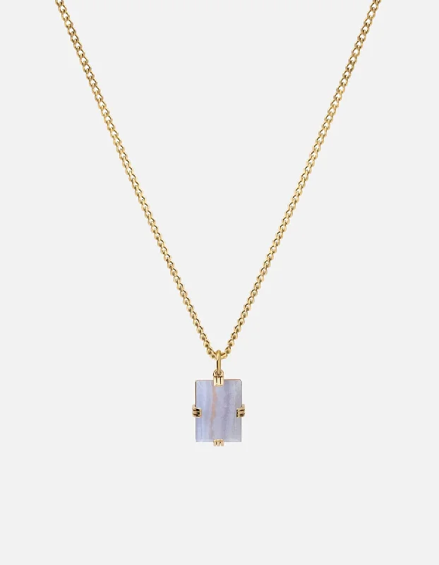 Women’s silver chain necklace-Lennox White Agate Necklace, Gold Vermeil