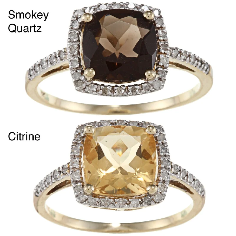 Women’s unique ring-Viducci 10k Gold Gemstone and 1/5ct TDW Diamond Ring (G-H, I1-I2)