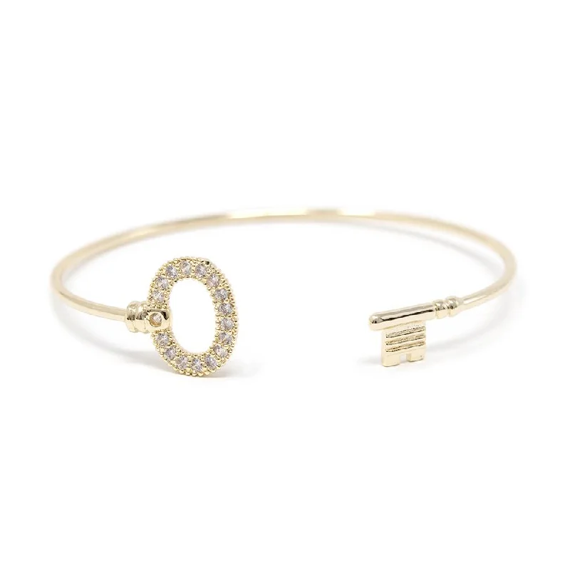 Women’s moonstone bangle-Key Pave Bangle Gold Tone