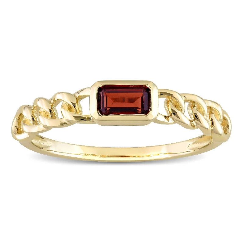 Women’s anniversary band ring-Miadora 10k Yellow Gold Garnet Stackable Link Ring