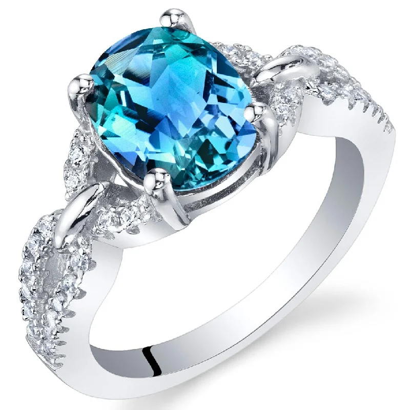 Women’s heart diamond ring-Sterling Silver 2 ct Color-changing Alexandrite Ring