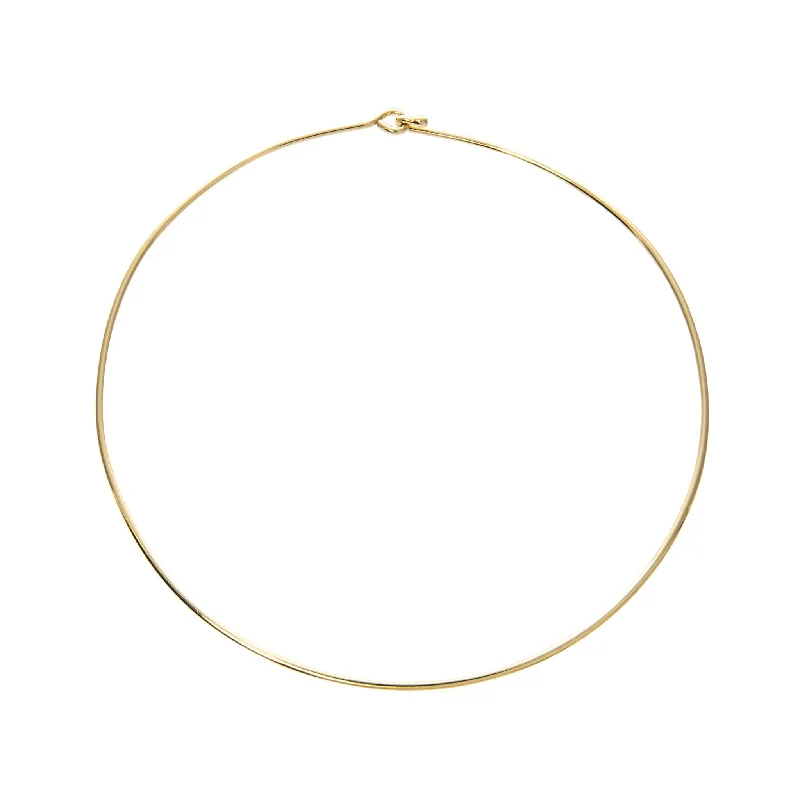 Women’s heart-shaped necklace-Mazza 14K Yellow Gold 2mm Wire Collar Necklace