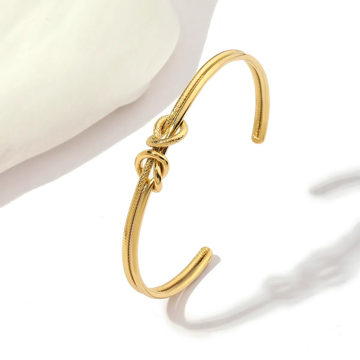 Women’s tennis bracelet-Stainless Steel 18K Gold Plated Simple Style Solid Color Bangle