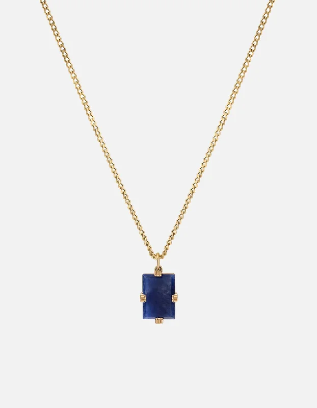 Women’s double-layered necklace-Lennox Blue Sodalite Necklace, Gold Vermeil