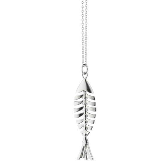 Women’s gold-plated necklace-Sterling Silver Deco Fish Necklace