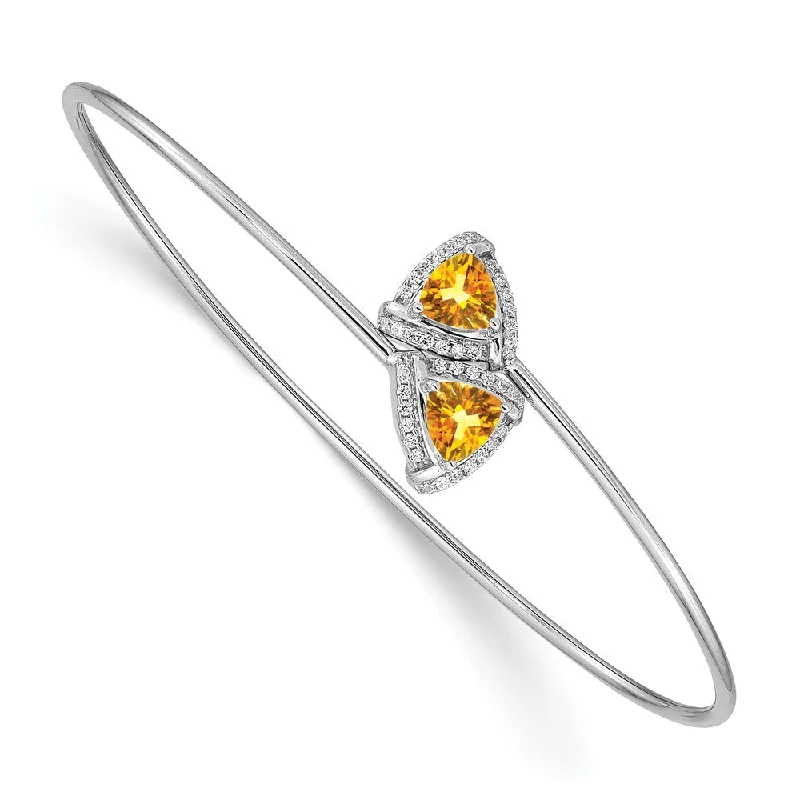 Women’s stacked bangle set-14k White Gold Citrine and Diamond Flexible Bangle-WBC-BM4505-CI-016-WA