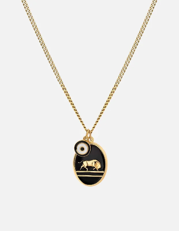 Women’s multi-stone necklace-Oxen Necklace, Gold Vermeil/Black