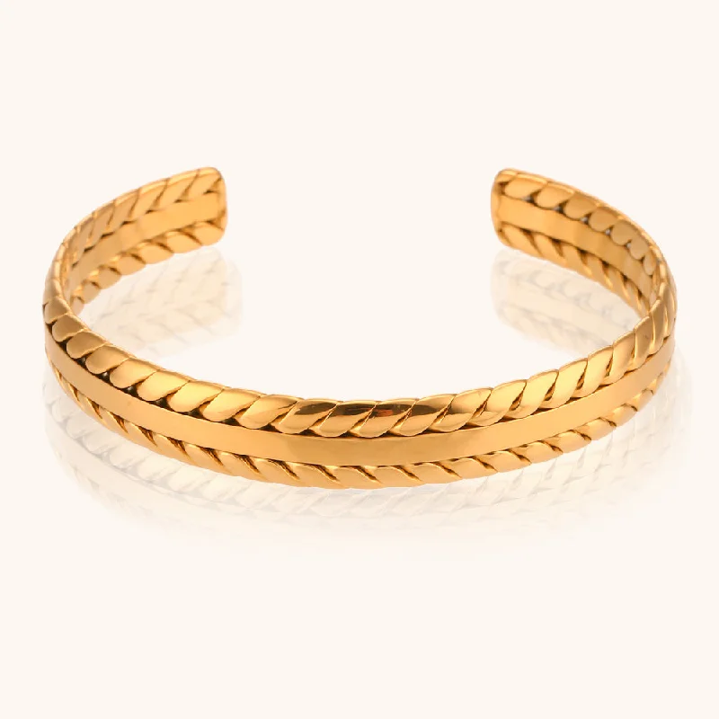 Double Woven Open-Ended Bracelet-Gold