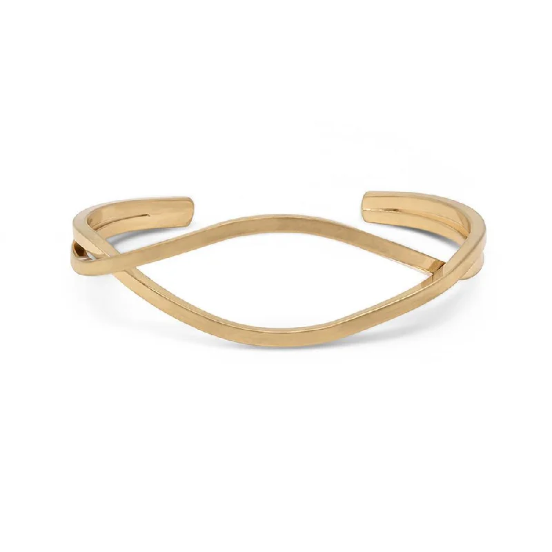 Women’s anniversary bracelet-Wave Bangle Antique Gold Tone