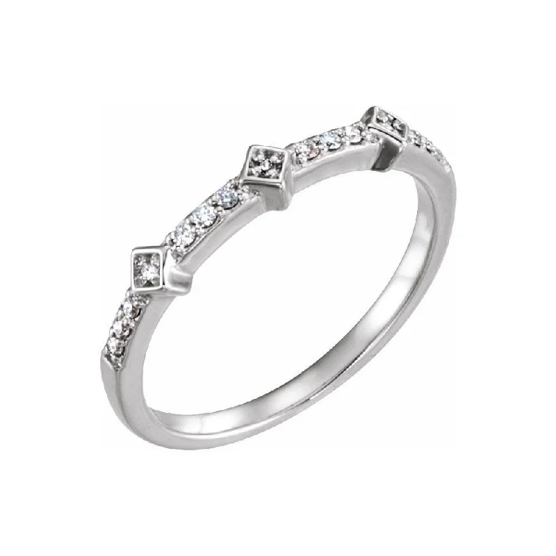 Women’s wedding ring set-14K White Gold 1/10 CTW Diamond Stackable Ring for Women