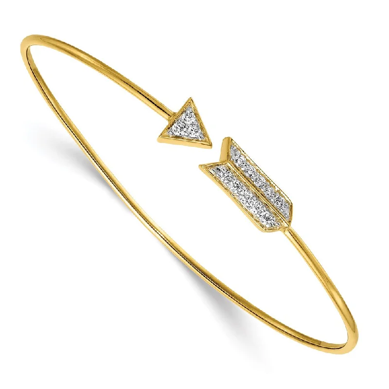 Women’s sapphire bracelet-14k Diamond Arrow Flexible Bangle-WBC-BM3708-035-YA