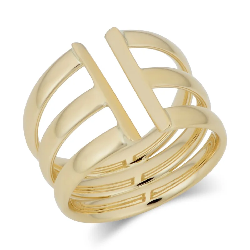 Women’s simple gold ring-Fremada Italian 14k Yellow Gold Triple Open Band Ring