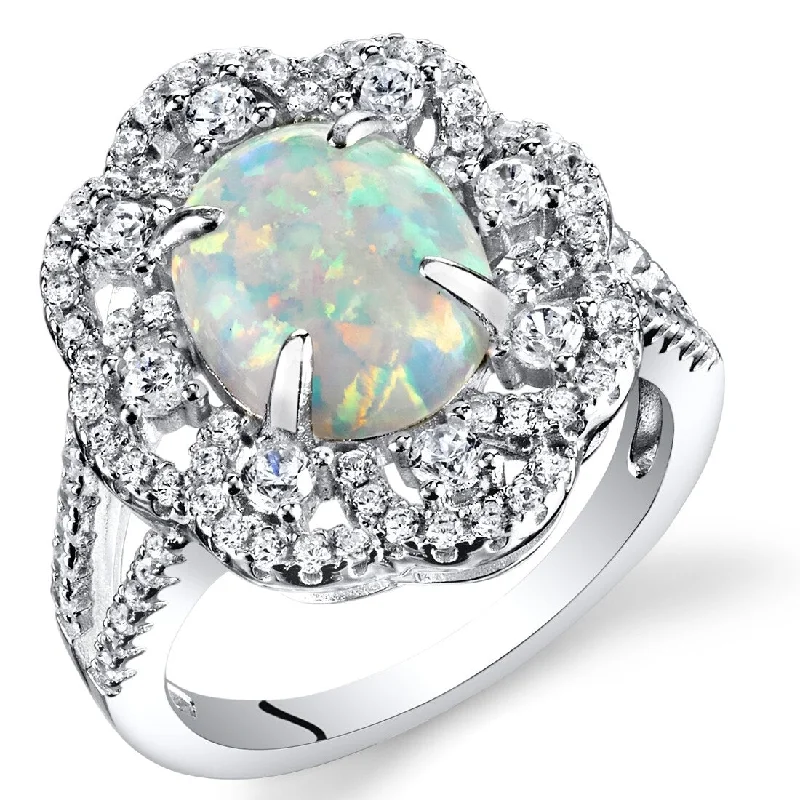 Women’s wedding ring set-Sterling Silver 1.25 ct White Opal Ring