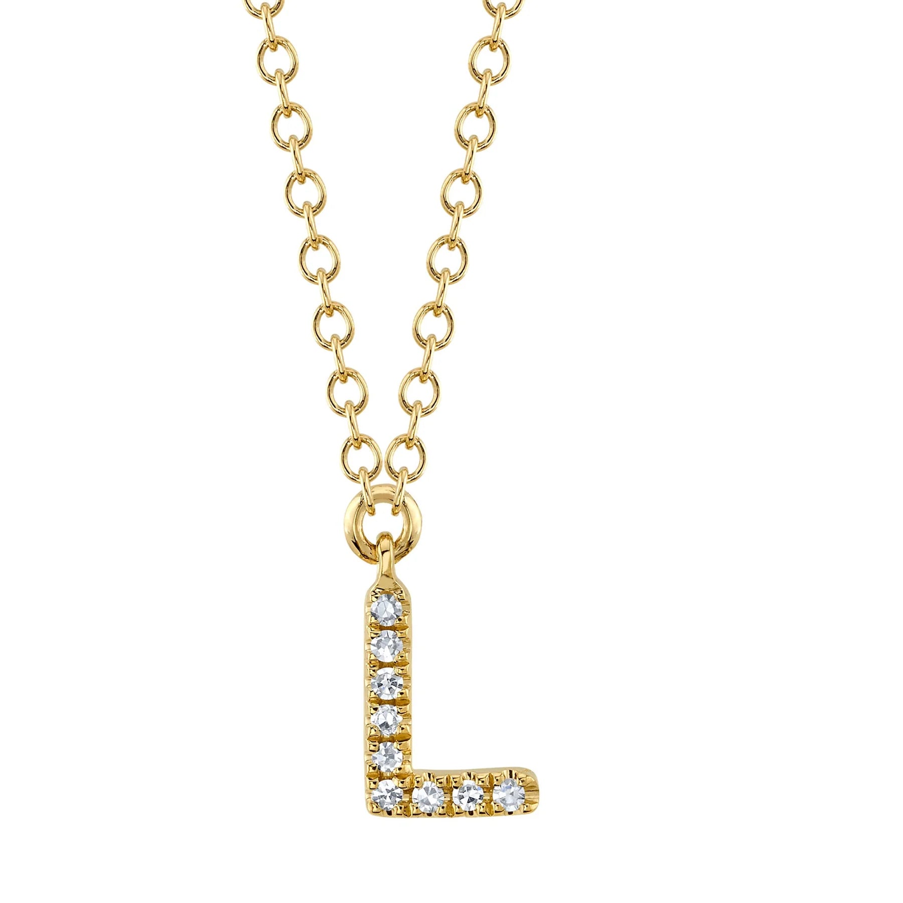 Women’s gold-plated necklace-0.03ctw Diamond Necklace - Initial L