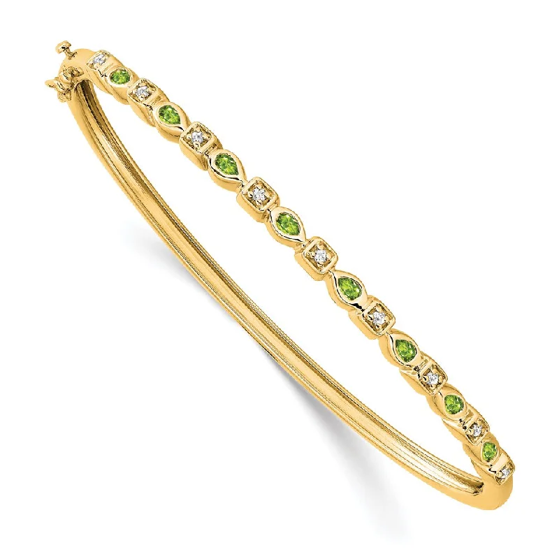 Women’s gold bangles-14k Peridot and Diamond Bangle-WBC-BM7222-PE-011-YA