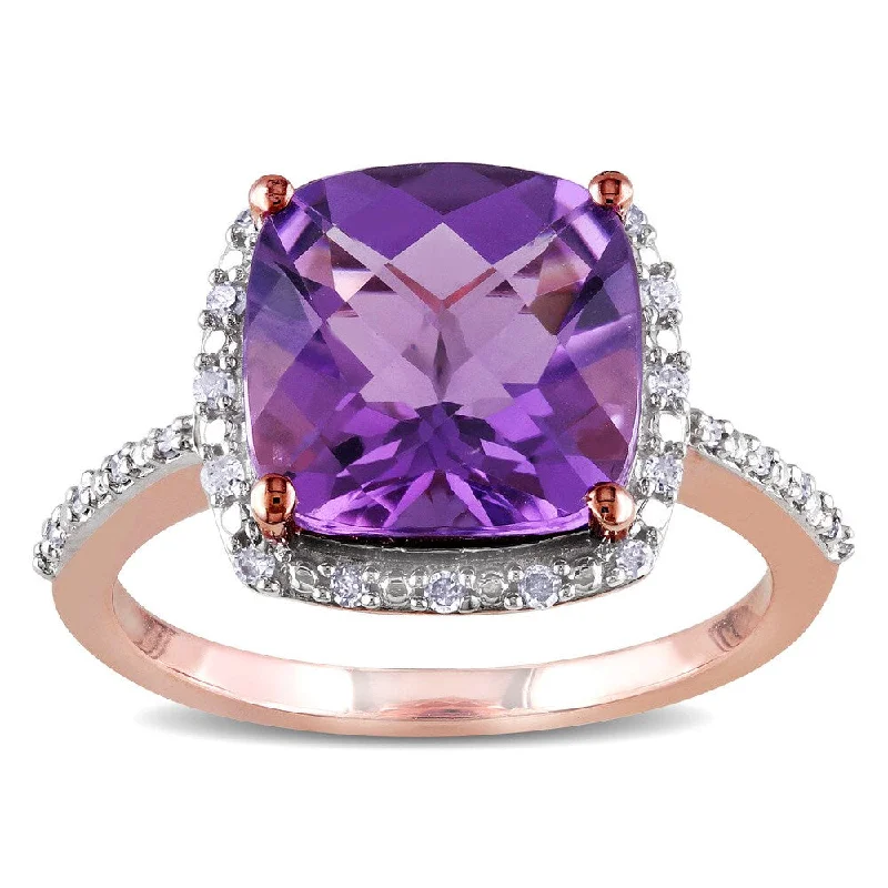 Women’s wedding ring set-Miadora 10k Rose Gold Amethyst and 1/10ct TDW Diamond Ring (H-I, I2-I3)