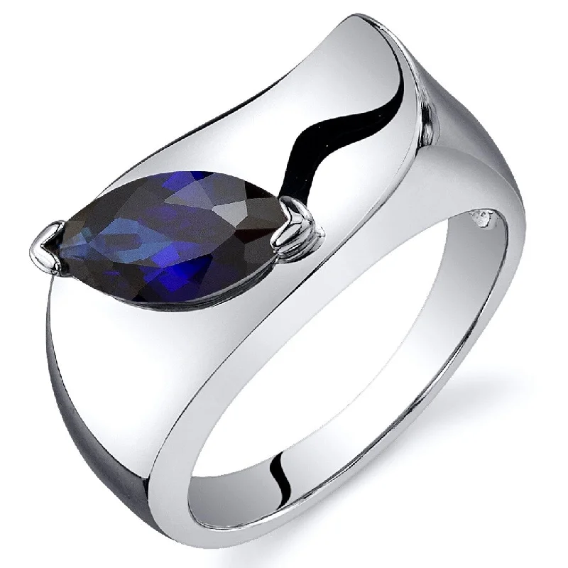 Women’s cocktail ring-Sterling Silver 1.25 ct Created Sapphire Solitaire Ring