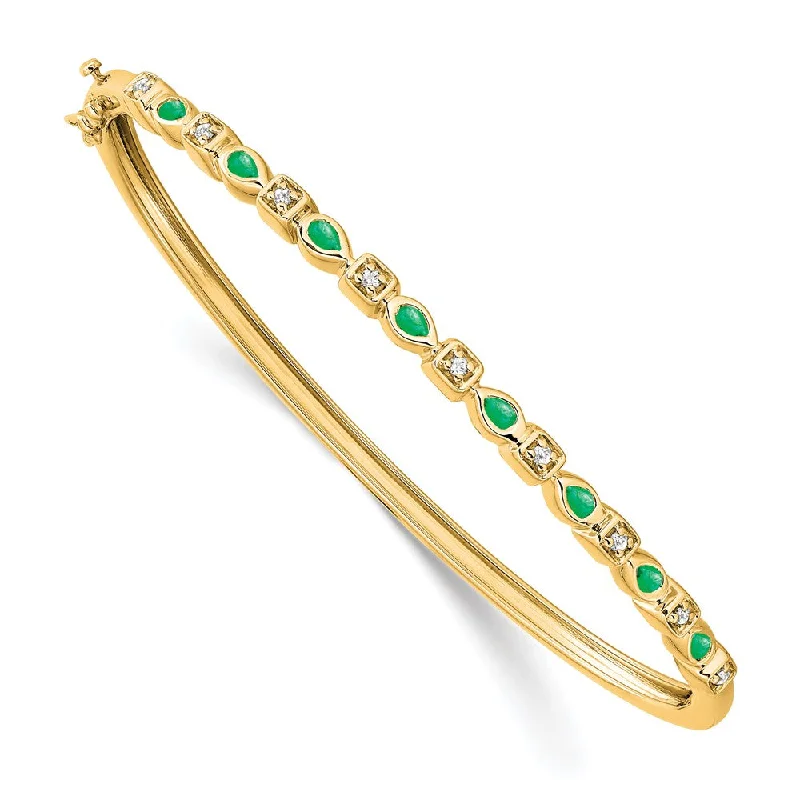 Women’s boho bracelet-14k Emerald and Diamond Bangle-WBC-BM7222-EM-011-YA