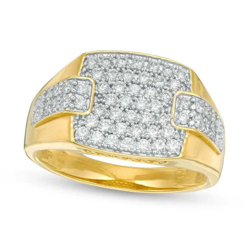 Women’s sparkling diamond engagement rings-Men's 1.0 CT. T.W. Composite Natural Diamond Collar Overlay Ring in Solid 10K Yellow Gold