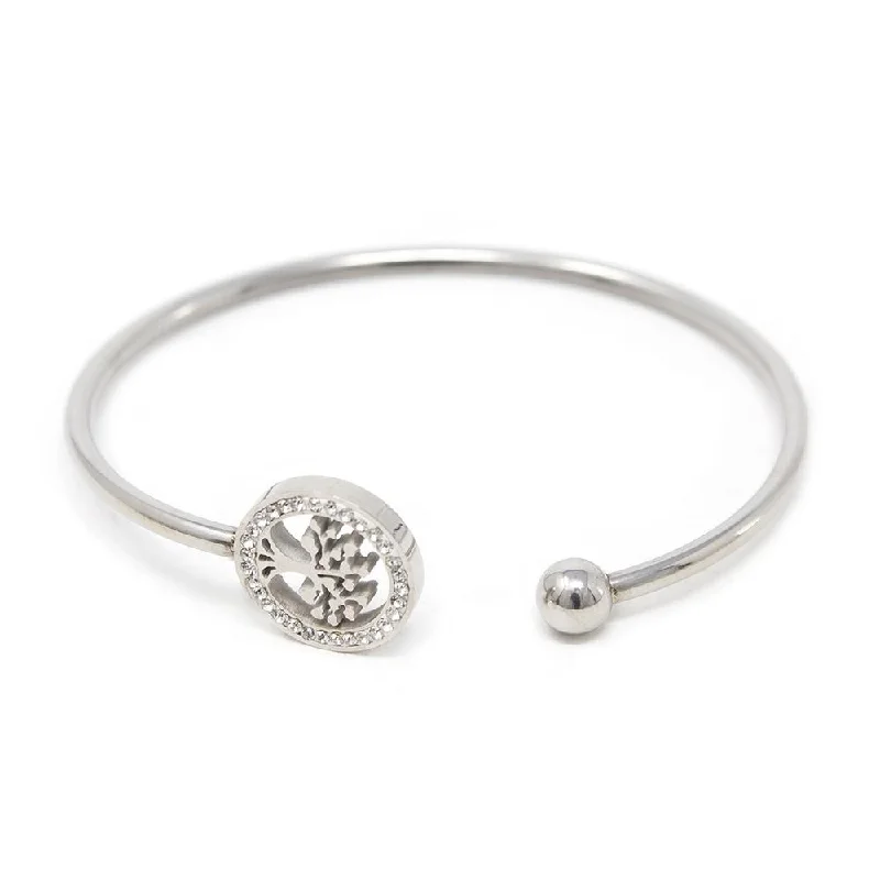 Women’s bracelet with charms-Stainless St Crystal Tree of Life Bangle