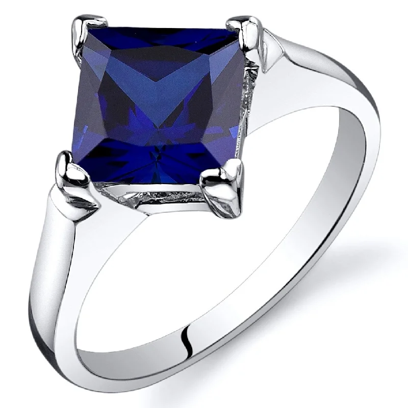 Women’s matching ring-Sterling Silver 2.5 ct Created Sapphire Solitaire Ring