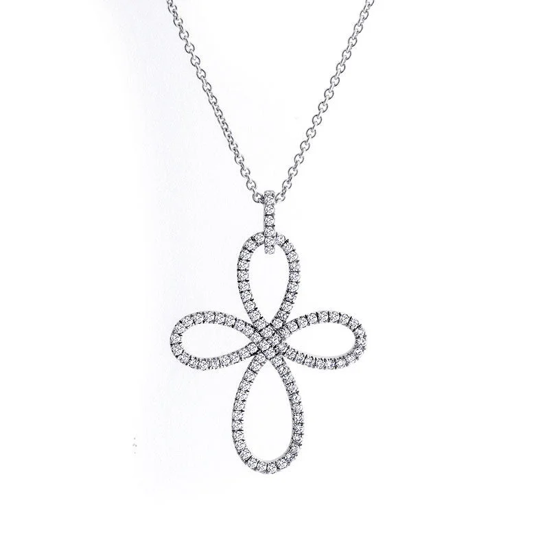 Women’s chic necklace-Infinity Collection Diamond Cross Pendant