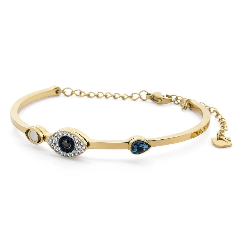 Women’s gold-plated bracelet-Stainless Steel Evil Eye Bangle MOP Gold Plated