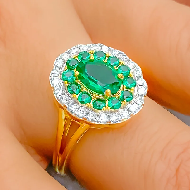 Women’s gemstone engagement rings-Extravagant Glossy 18K Gold + Diamond Ring