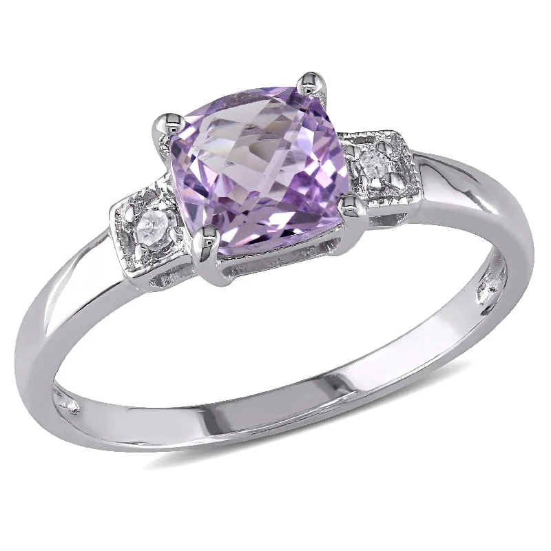 Women’s minimalist ring-Miadora Sterling Silver Amethyst and Diamond Accent Ring