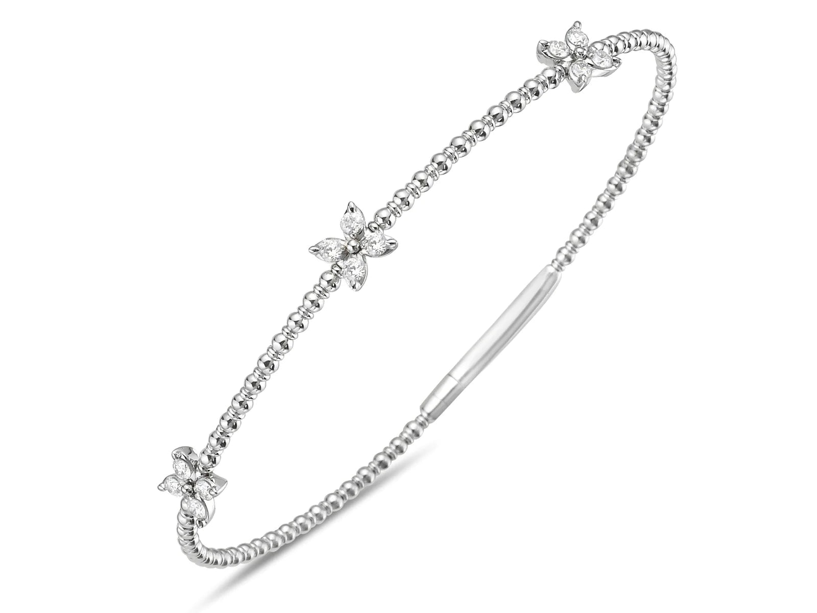 Women’s chic bangles-0.40Ct Diamond Flower Station Flexi Bangle