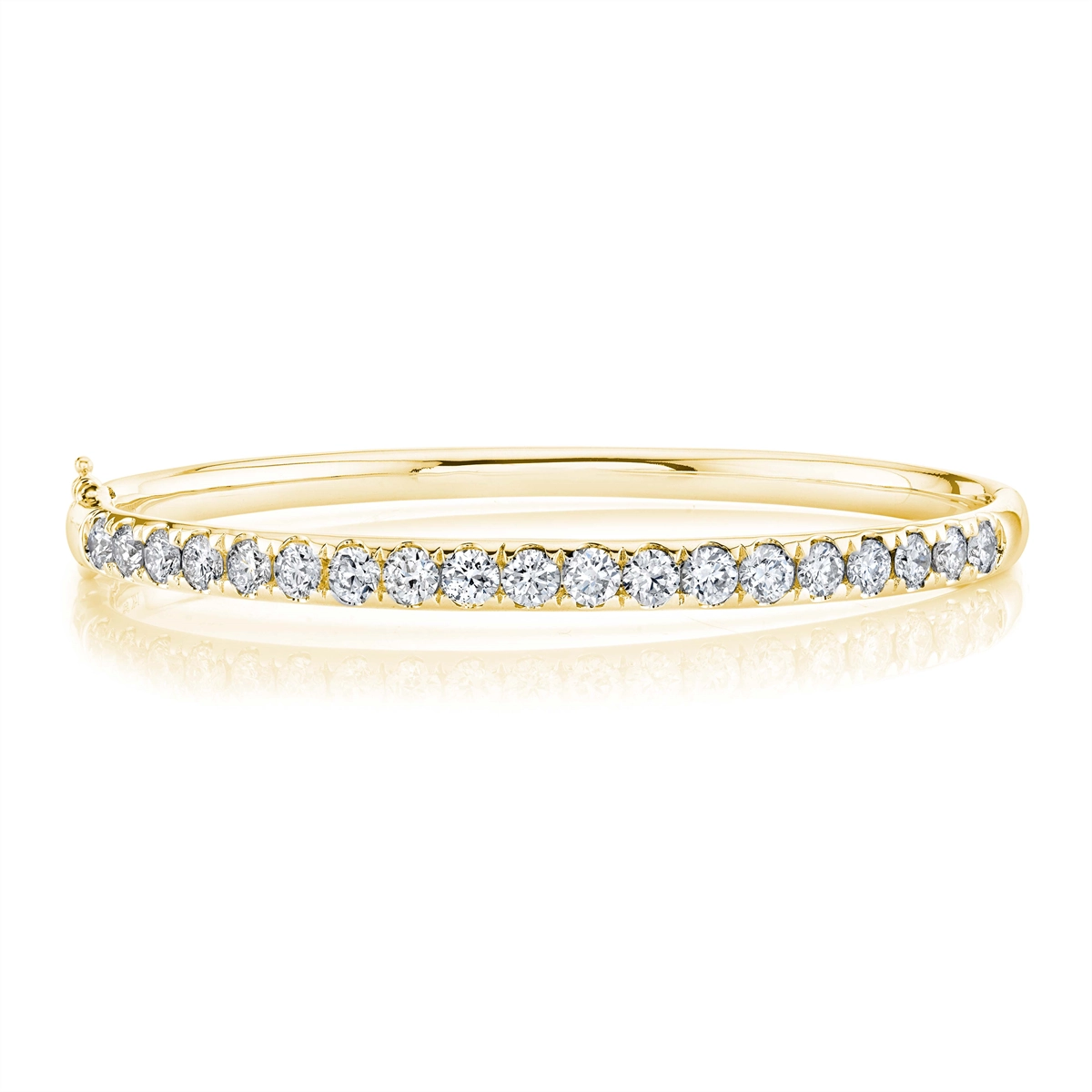 Women’s gem-stone bracelet-14K Yellow Gold Diamond Clasped Bangle