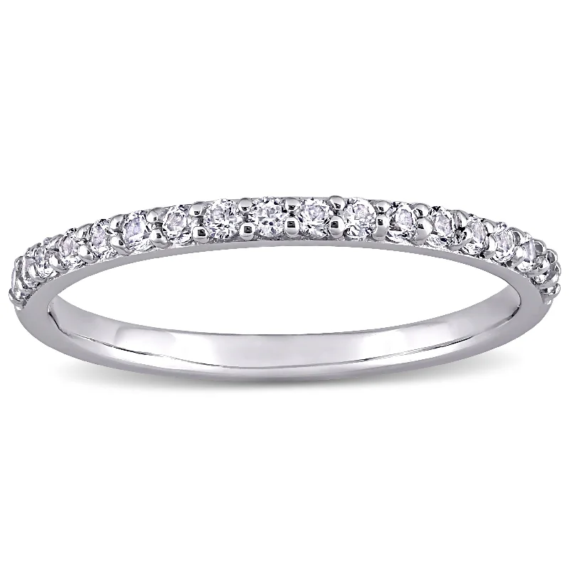 Women’s anniversary band ring-Miadora 10k White Gold Created White Sapphire Stackable Anniversary Band Ring