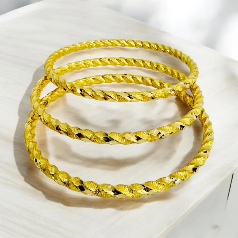 Women’s sterling silver bracelet-21k Gold twisted Bangles