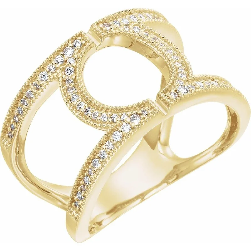 Women’s stacked rings-14K Yellow Gold 1/4 CTW Round Geometric Diamond Ring for Women