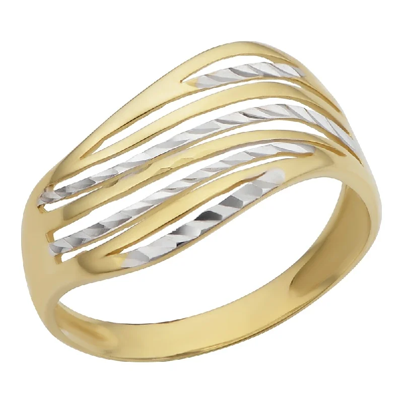 Women’s topaz ring-10k Two-tone Gold Wave Design Ring