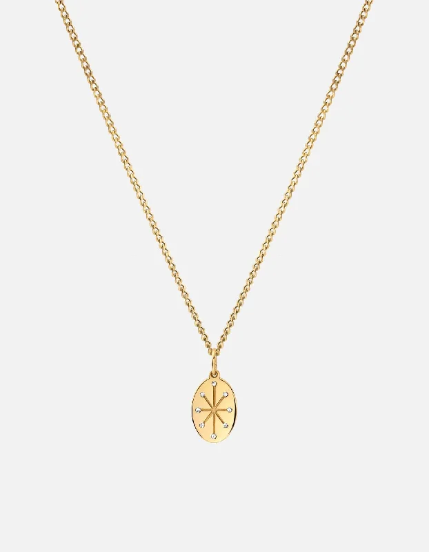 Women’s sparkling necklace-Octo Necklace, Gold Vermeil/Diamonds