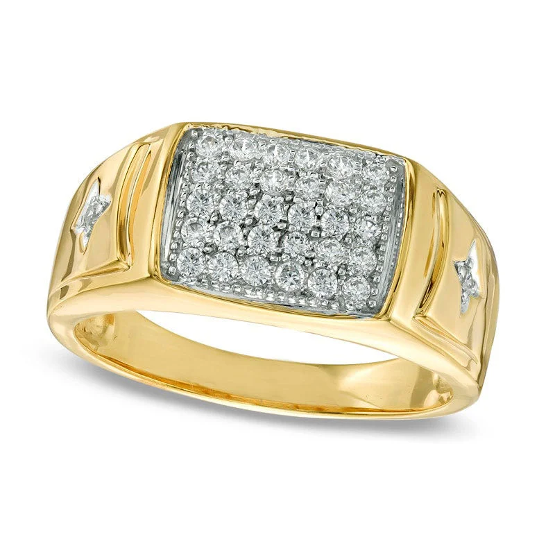 Women’s oval diamond engagement rings-Men's 0.50 CT. T.W. Natural Diamond Ring in Solid 10K Yellow Gold