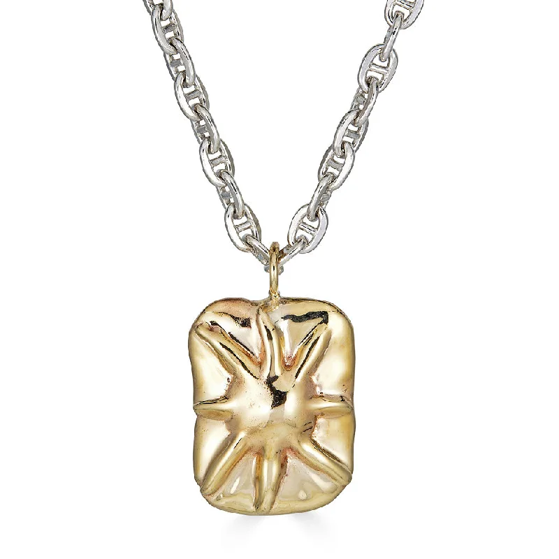 Women’s chunky gold necklace-Sun Talisman Pendant