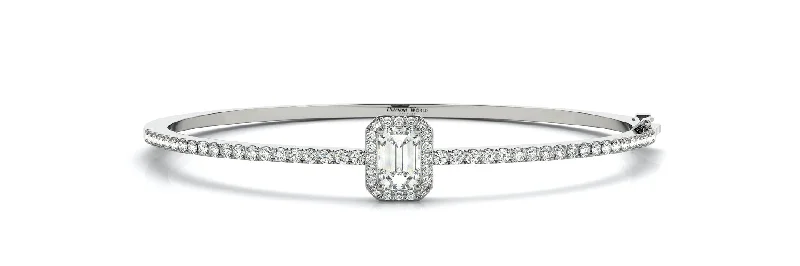 Women’s anniversary bracelet-Emerald cut & Brilliant cut Diamonds Bangle