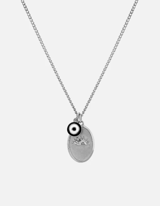 Women’s two-tone necklace-Dawn Necklace, Sterling Silver/Black